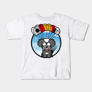 Silly schnauzer dog has a broken parachute Kids T-Shirt